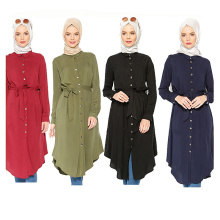 Mode Frauen mittleren Modelle S-6XL Maxi Farbe Block tragen arabische Mädchen plus Größe lange islamische Kleidung Shirt Bluse Kleid
